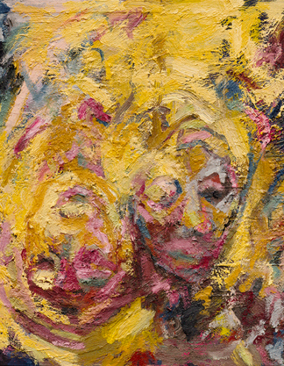 Oil Painting, mostly yellow, two heads.